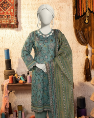 3 Pieces - Almeerah Unstitched Zink Printed Lawn Suit