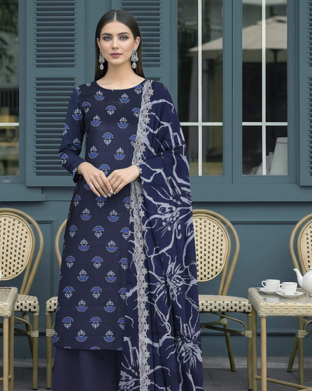 3 Pieces - Orient Unstitched Blue Premium Lawn Suit