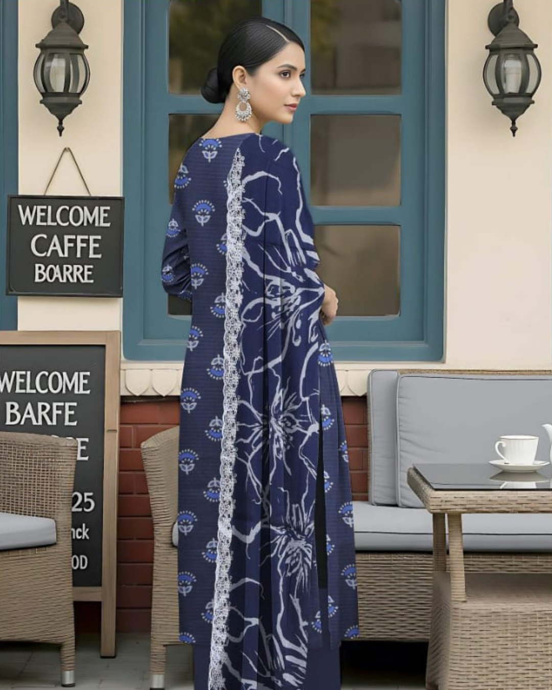 3 Pieces - Orient Unstitched Blue Premium Lawn Suit