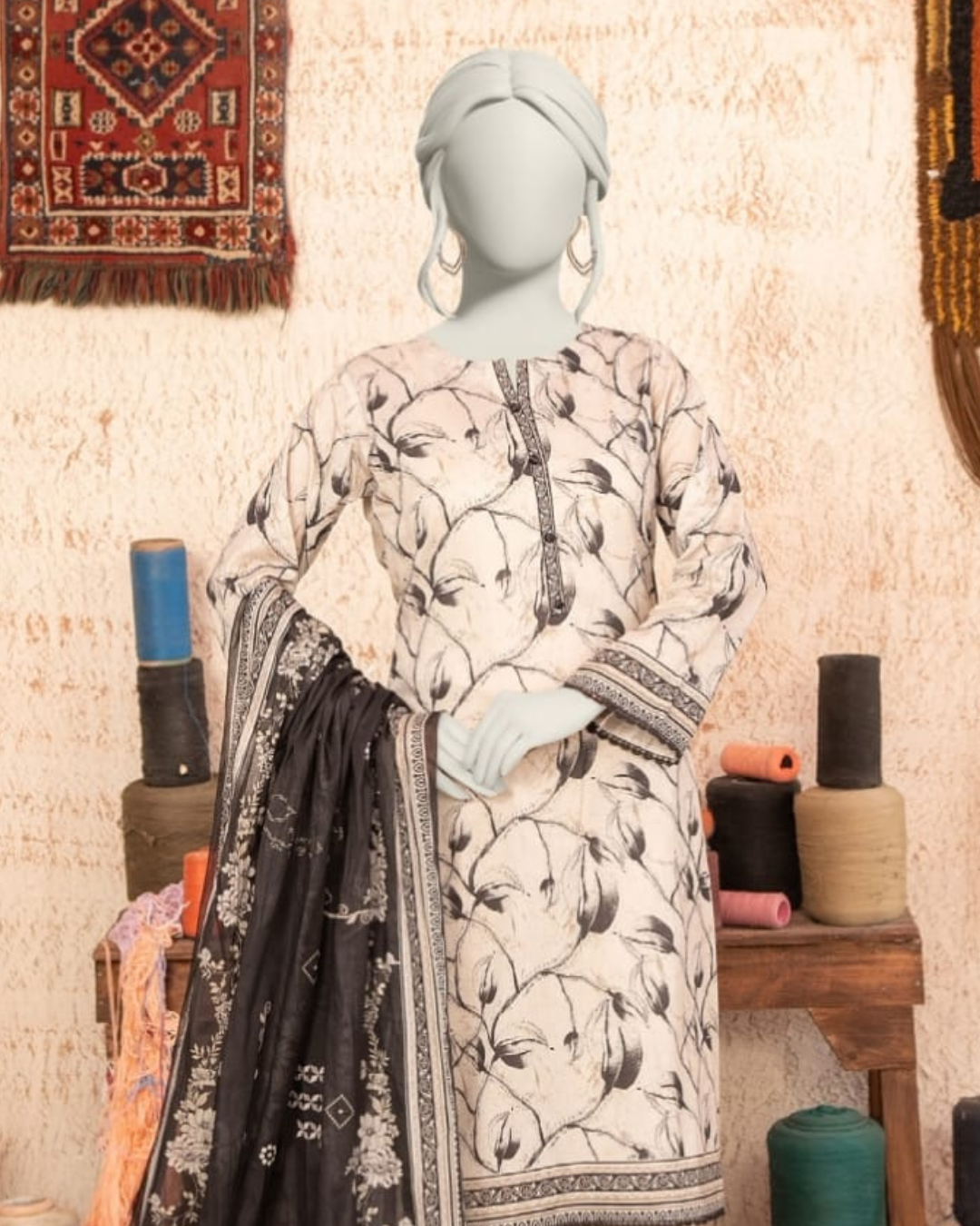 3 Pieces - Almeerah Unstitched skin Printed Lawn Suit