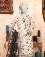 3 Pieces - Almeerah Unstitched skin Printed Lawn Suit