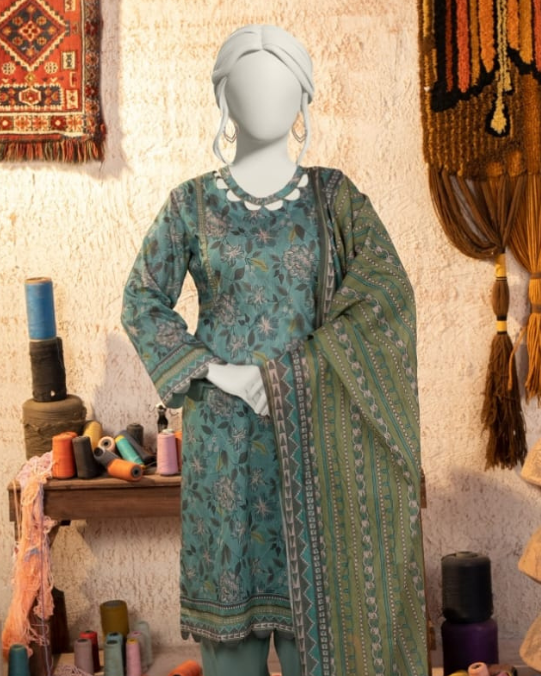 3 Pieces - Almeerah Unstitched Zink Printed Lawn Suit