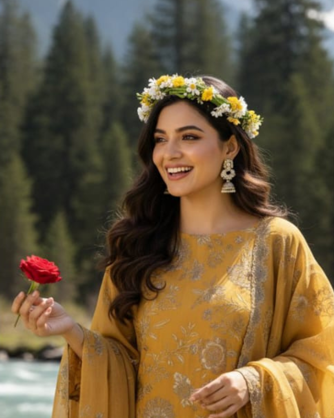 3 Piece - Noor Unstitched Mustard Embroidered Lawn Suit