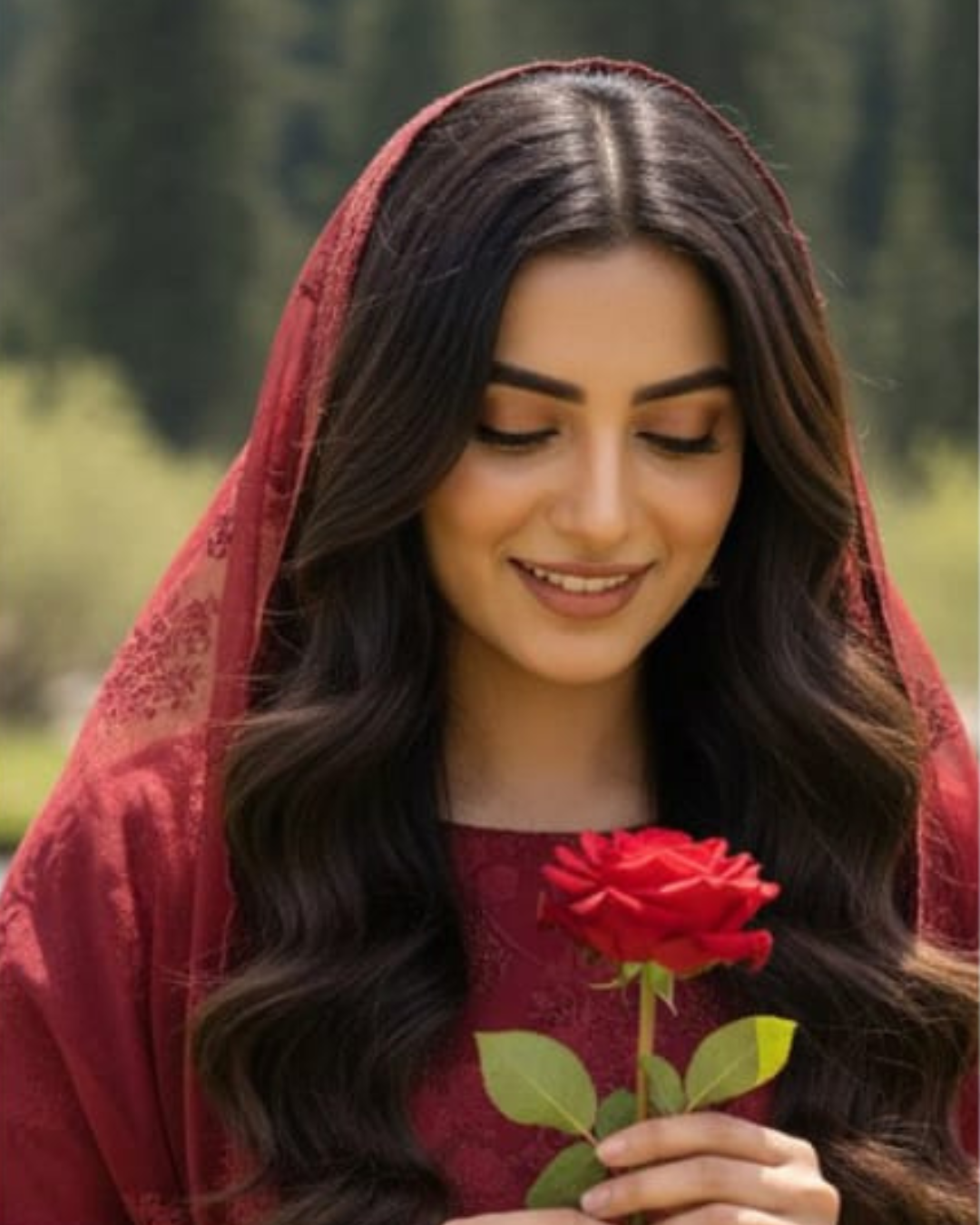 3 Piece - Noor Unstitched Red Embroidered Lawn Suit