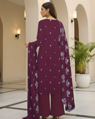 3 Piece - Cross Tones Unstitched Maroon Embroidered Lawn Suit