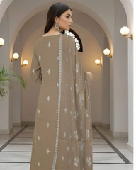 3 Piece - Cross Tones Unstitched Cream Embroidered Lawn Suit