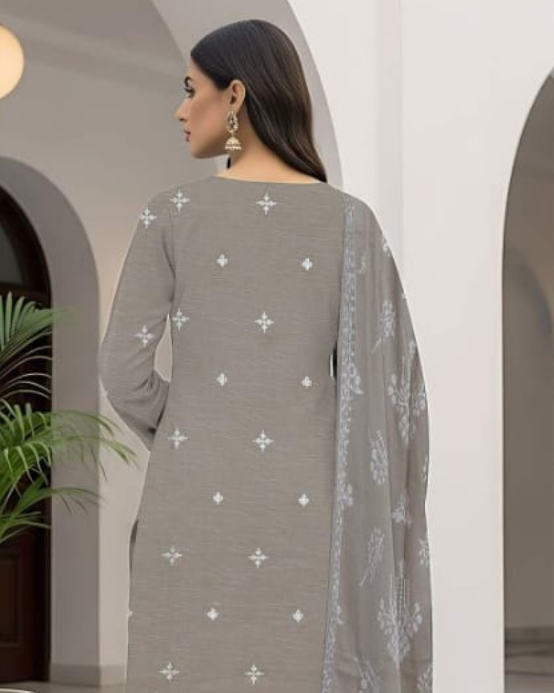 3 Piece - Cross Tones Unstitched Grey Embroidered Lawn Suit